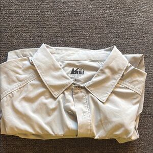 REI Gray Casual Button Down Shirt Soft Cotton
